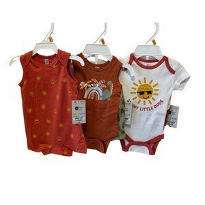 Okie Dokie Baby Boy Summer Romper, Shorts, & Bodysuits‎ Bundle of 3 NWT
